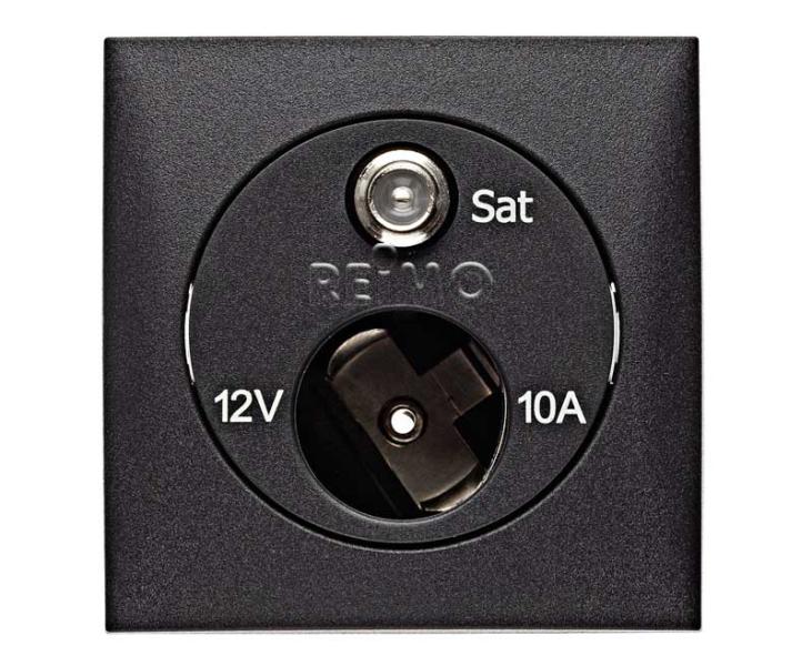 SAT Buchse mit 12V Dose, anthrazit,