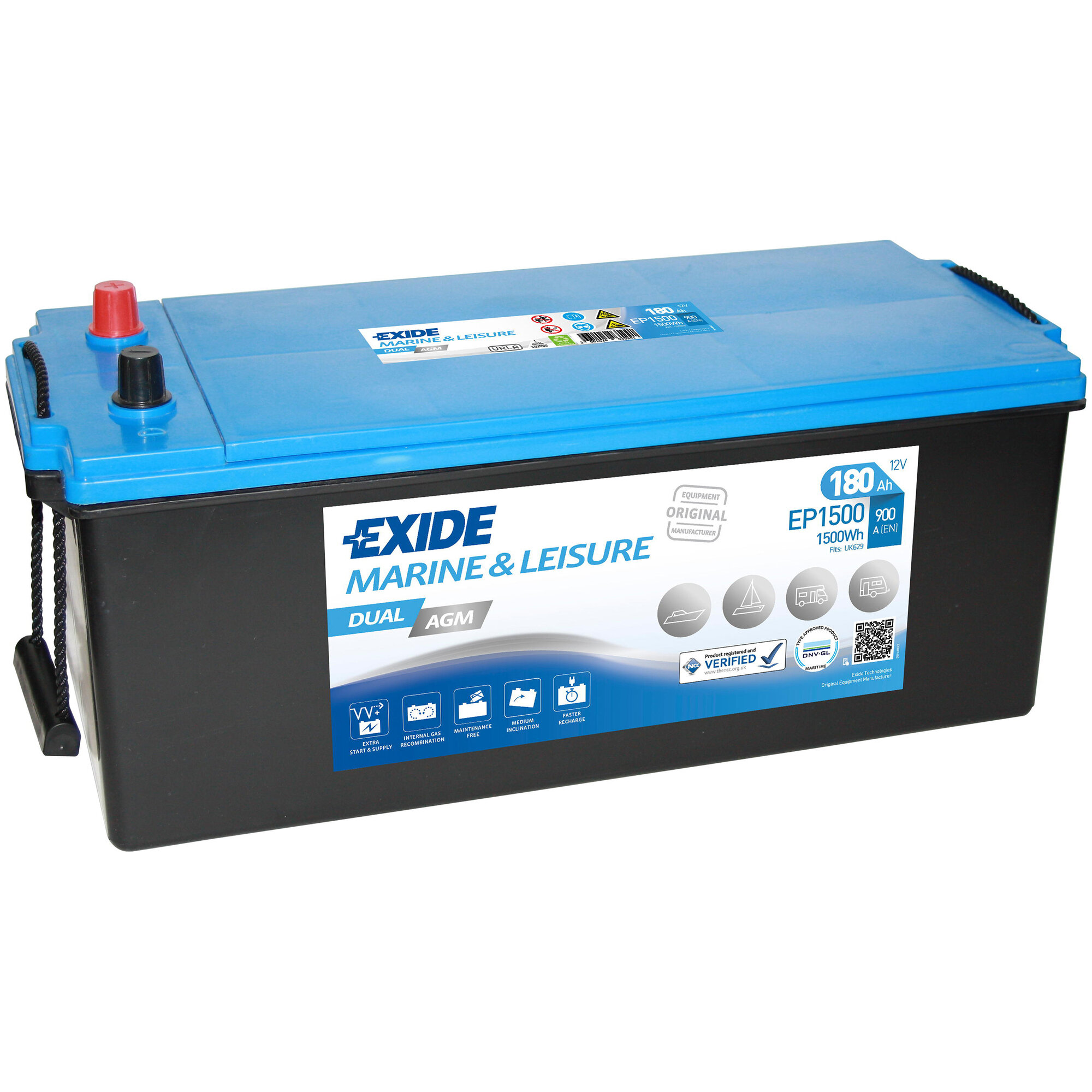 EXIDE Batterie Dual AGM, 180 Ah, Typ EP 1500