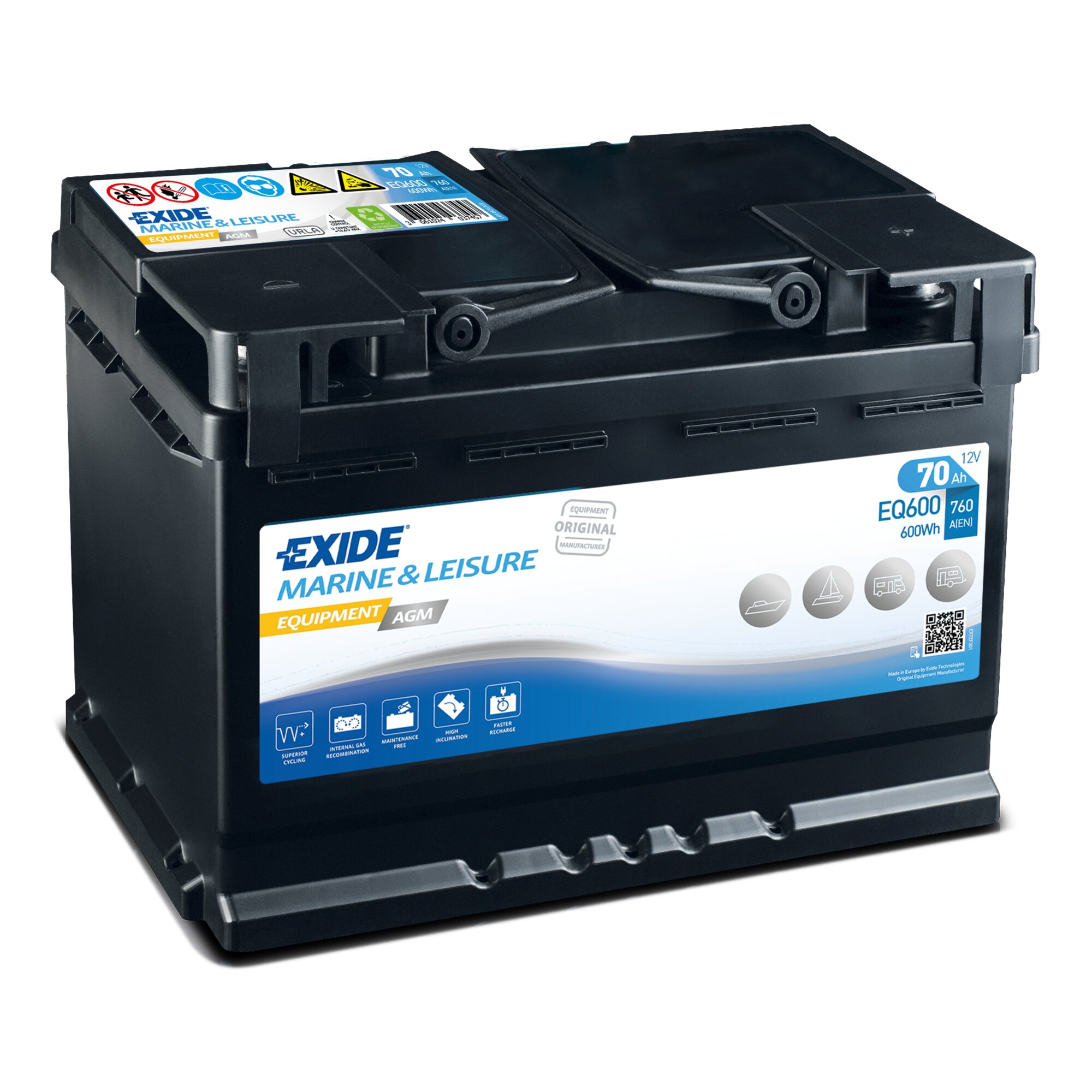 EXIDE Batterie Equipment AGM, 70 Ah, Typ EQ600