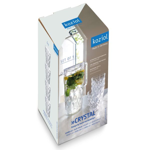 Koziol Karaffe CRYSTAL 1600ml / 4 Gläsern à 250ml