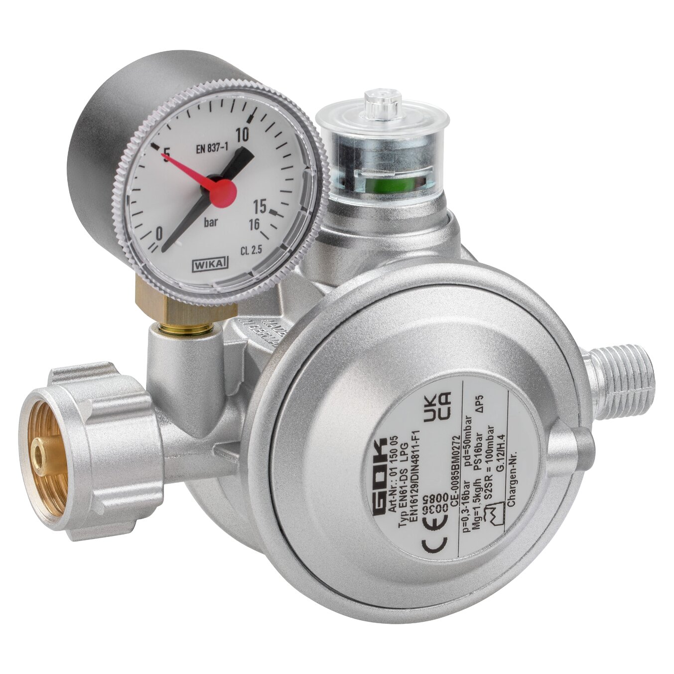 GOK Gasregler 1,5 kg/h KLF x G1/4LH-KN UEDS Man.