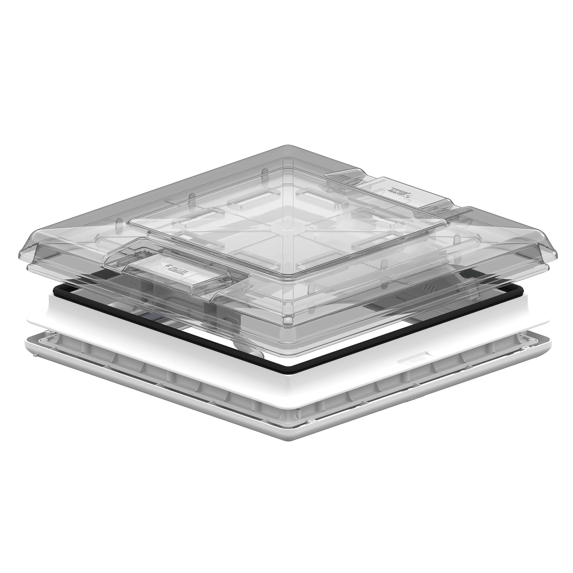 Fiamma Dachhaube 500x500 Vent Crystal, mit Rollo, Rahmen weiss