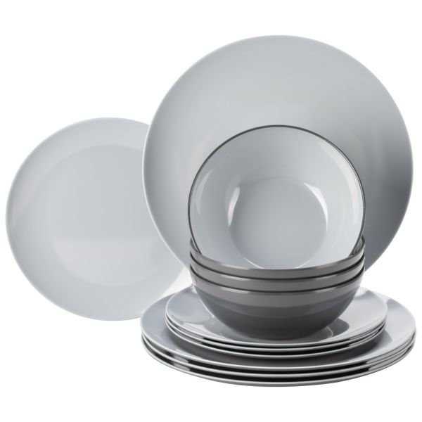 Gimex Geschirrset Vivid Line, hellgrau, 12-teilig