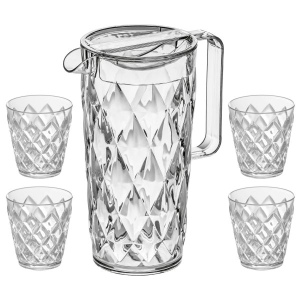 Koziol Karaffe CRYSTAL 1600ml / 4 Gläsern à 250ml