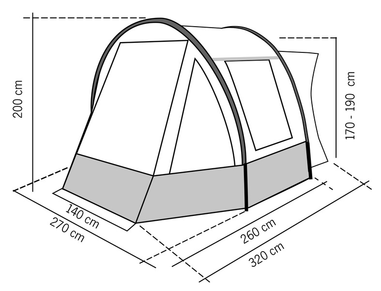 Reimo Tent Vorzelt TOUR COMPACT 2 freistehend