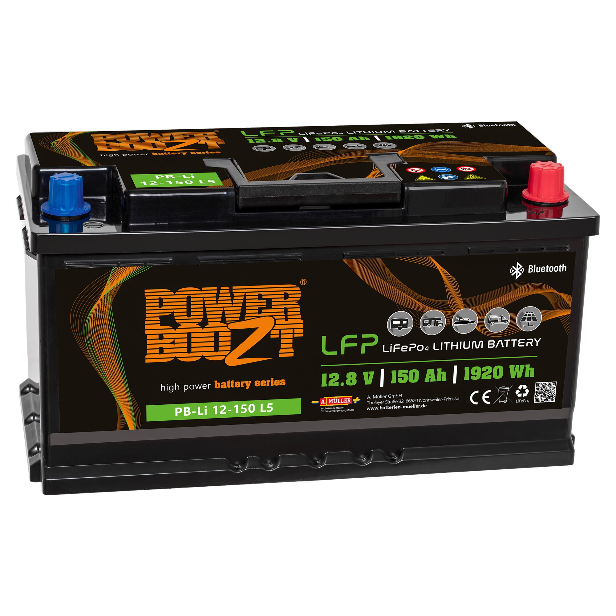 PowerBoozt Lithium Batterie LiFePO4, 150 Ah, PB-LI 150 LS