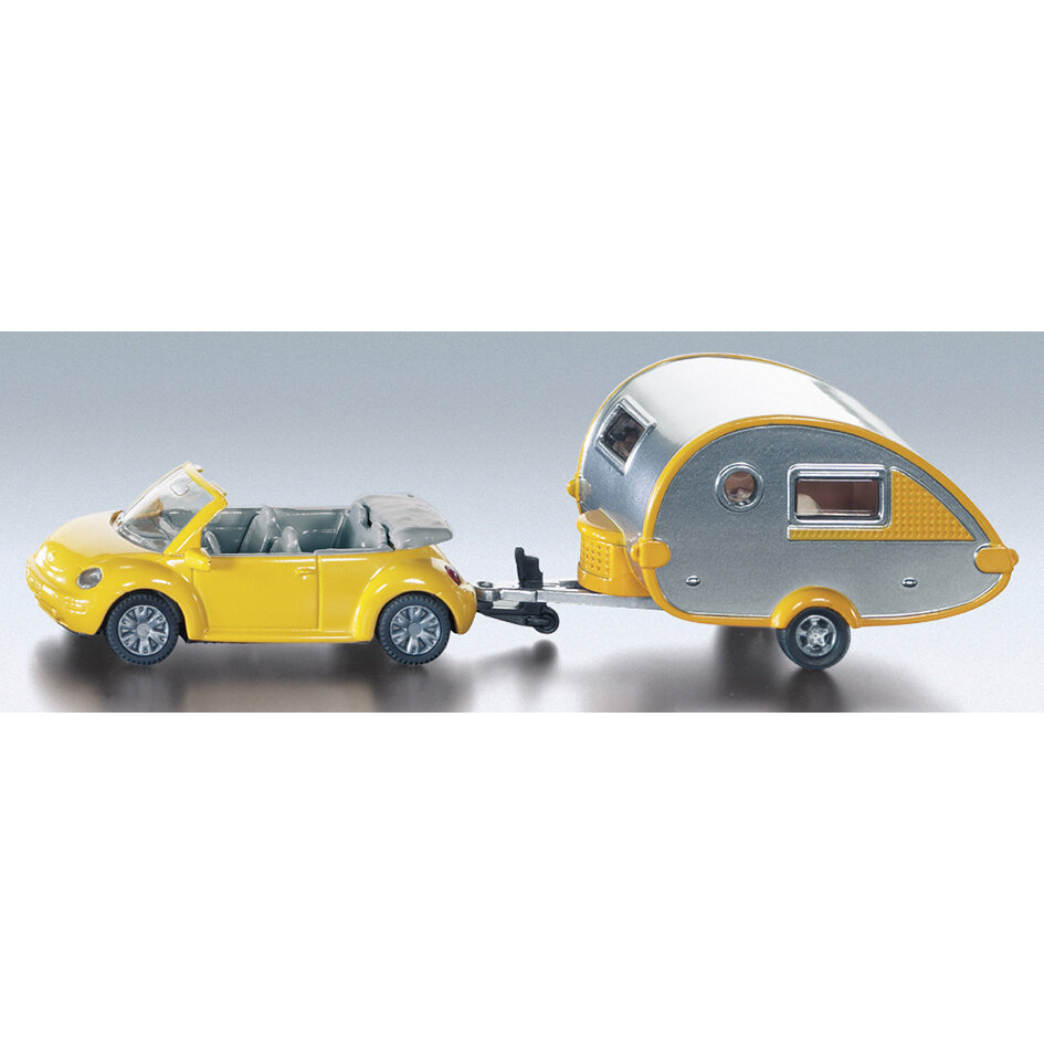SIKU VW-Beetle Cabrio mit Tab-Wohnwagen