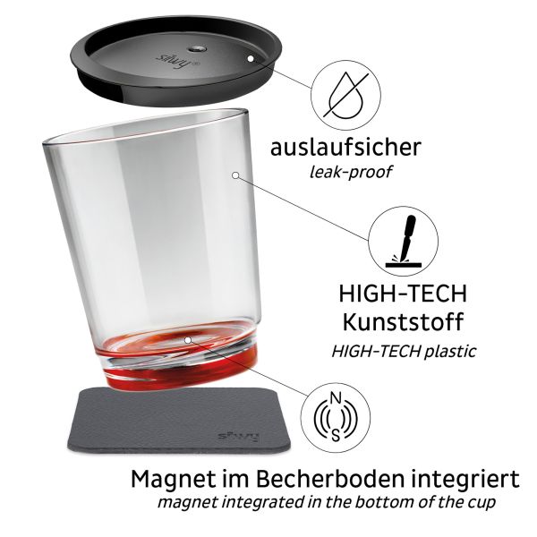 Silwy Magnet-Wasserglas Kunststoff 250ml / 6-Set