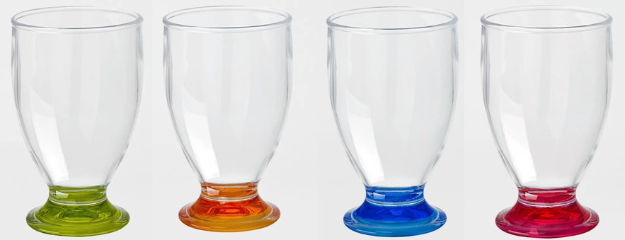 Flamefield Trinkgläser 170ml /4er / transparent Stiel bunt