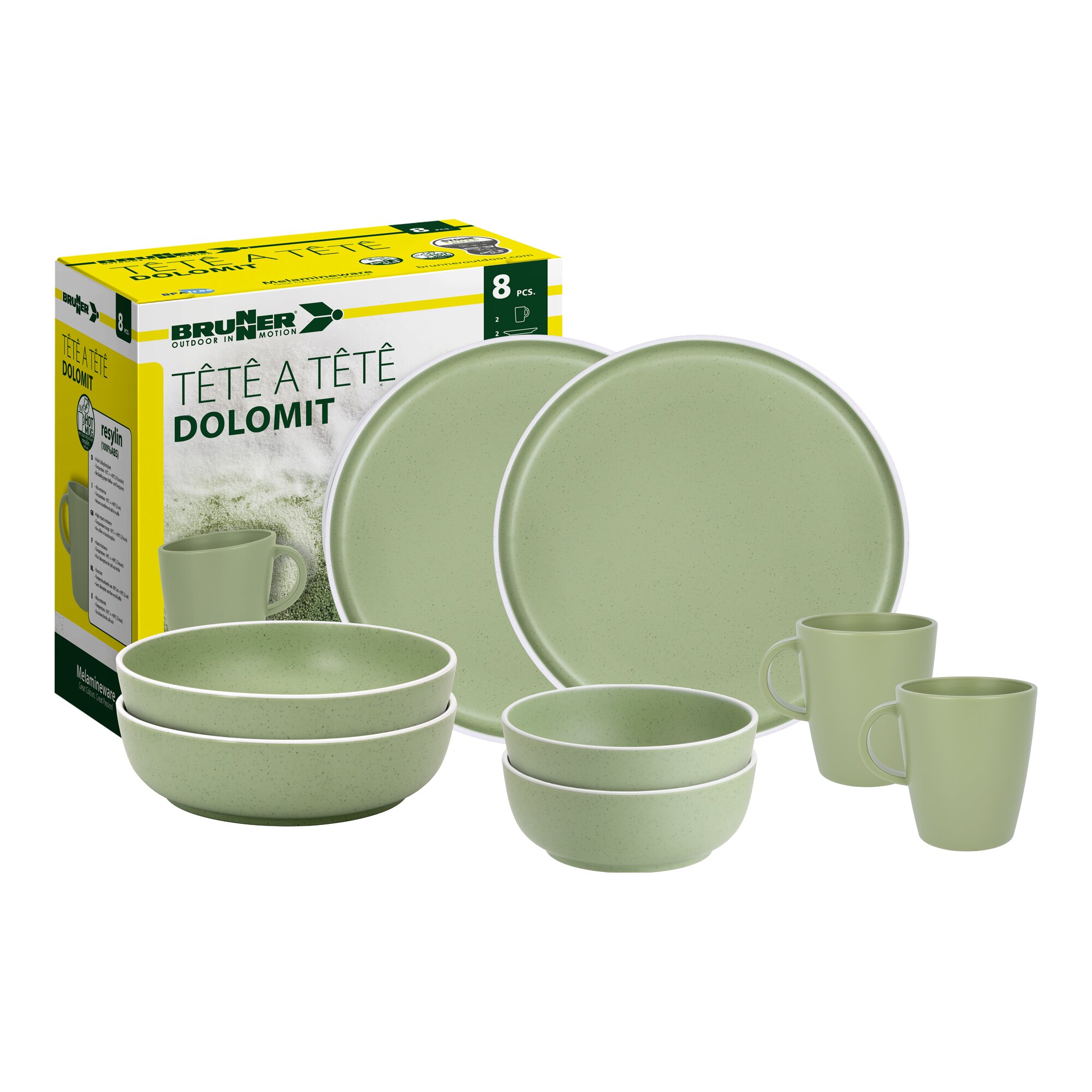 Brunner Geschirrset Tête-à-Tête Dolomit, grün, 8-teilig