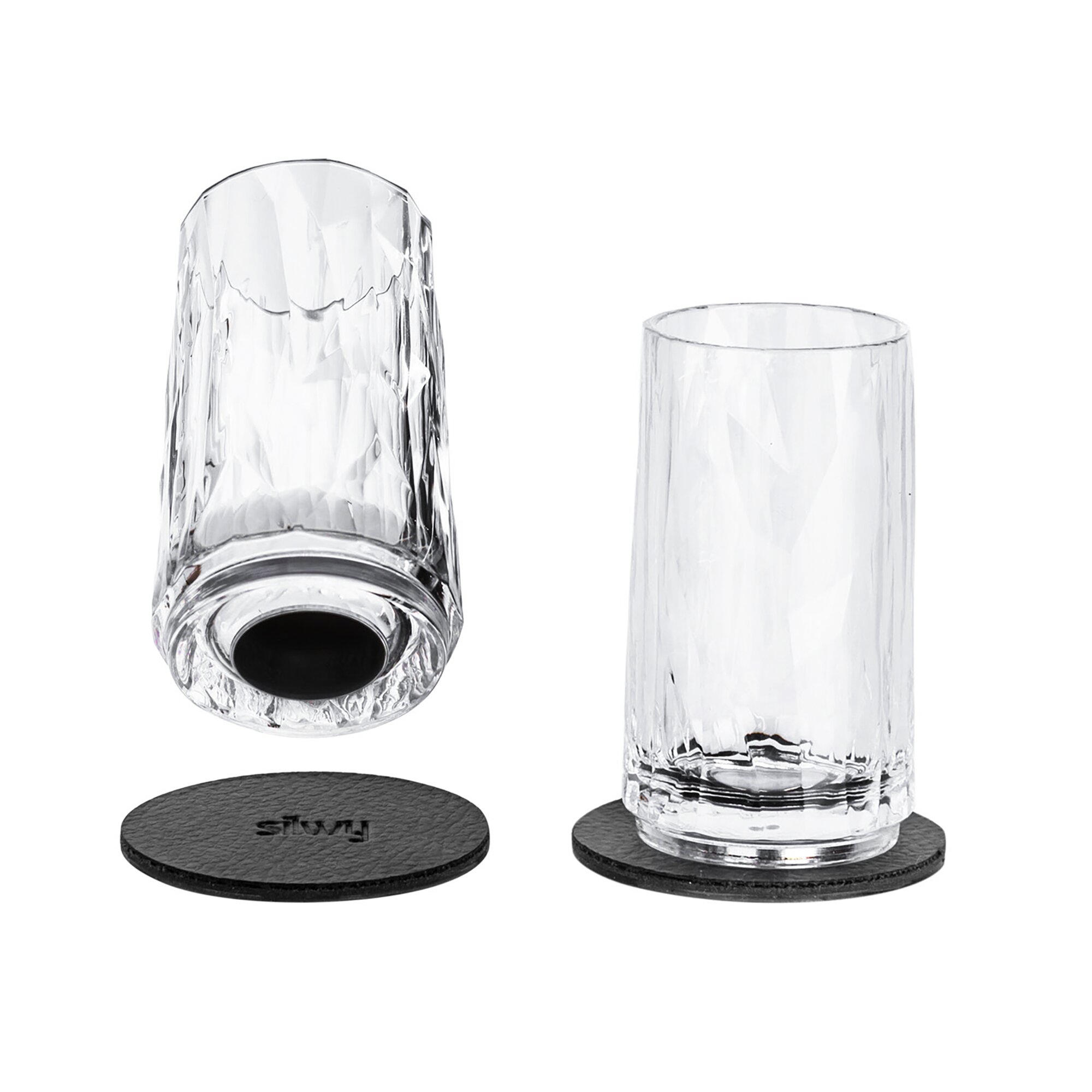 Silwy Magnet-Schnapsglas 0,04ml + Untersetzer, je 2 Stück, ø4,0cm,H 7,0 cm