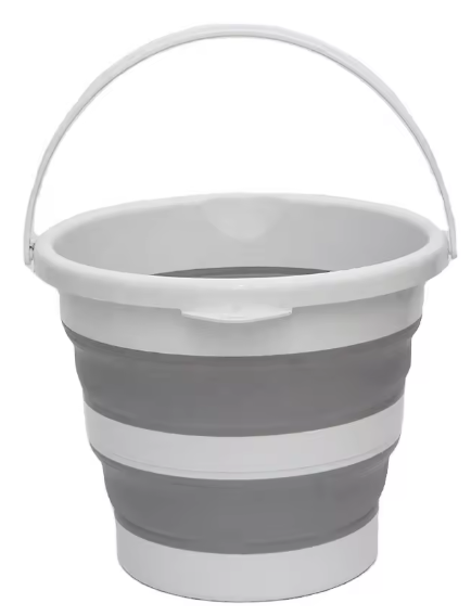 Campingfox Falteimer 5l / grau-weiss mit Henkel