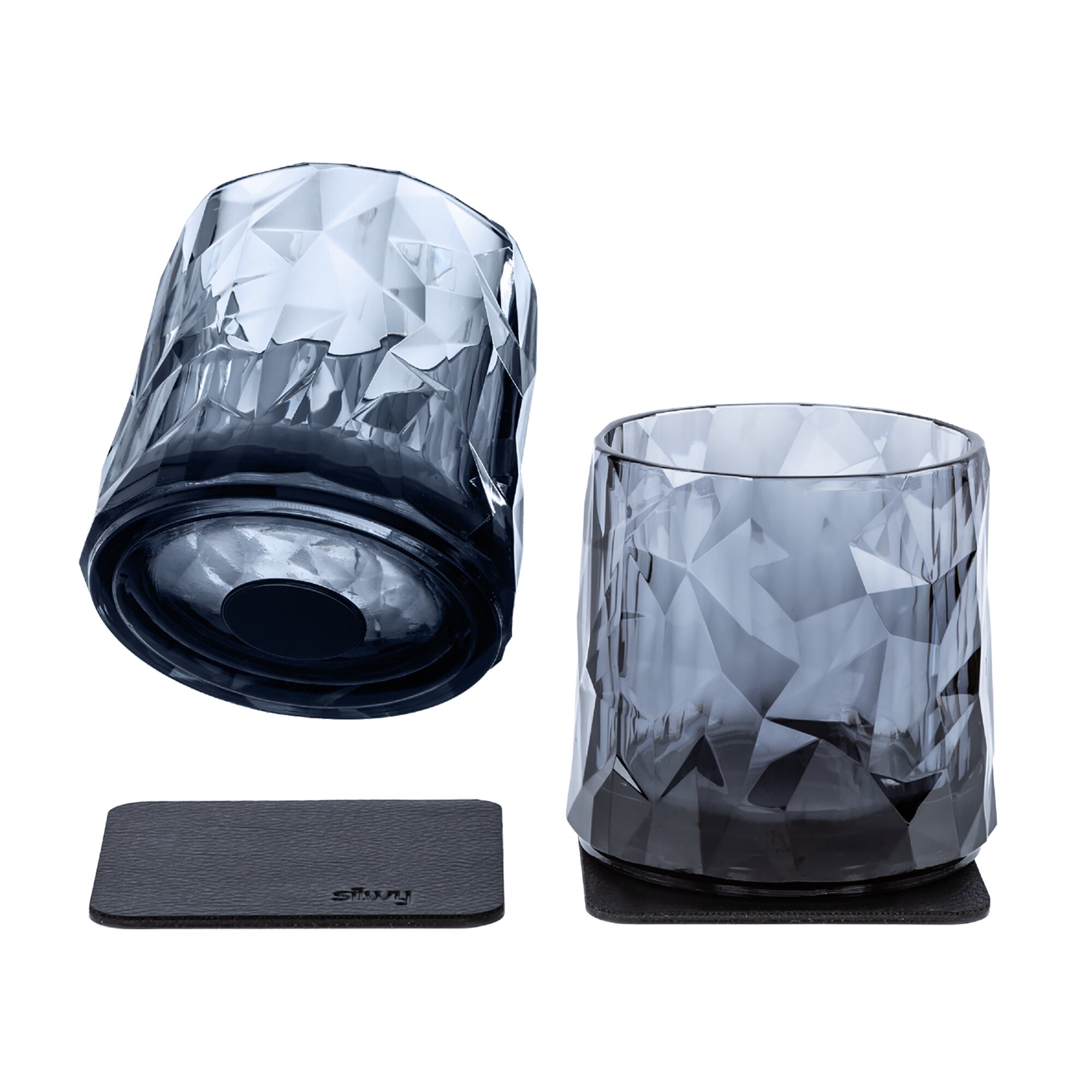 Silwy Magnet-Kunststoffgläser grau, Whisky, 250 ml, 2er-Set, rauchgrau