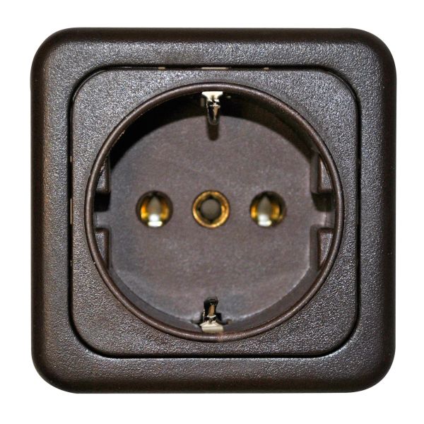 Schuko ohne Deckel, braun, lose