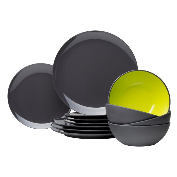 Gimex Geschirr-Set GREY LINE 12tlg. mit Antislip