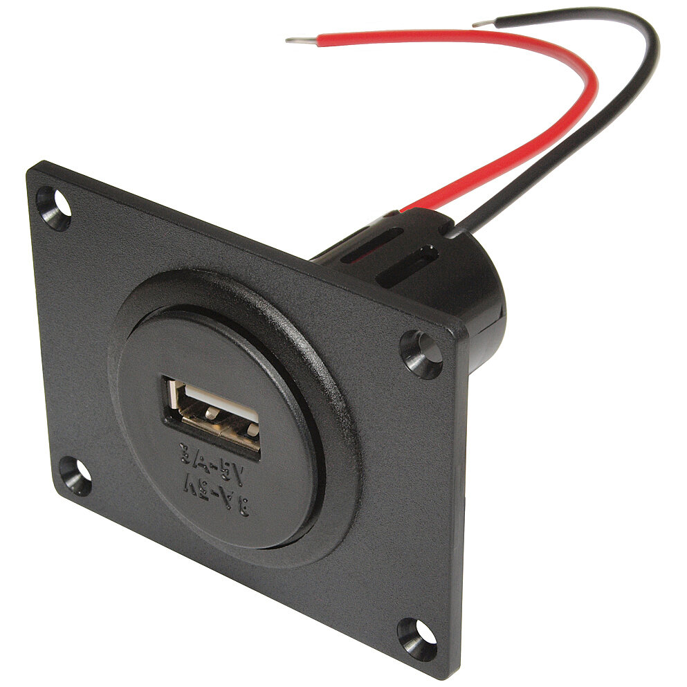 Pro Car USB-Einbaudose 12-24/5V mit USB 3A mitMontageplatte