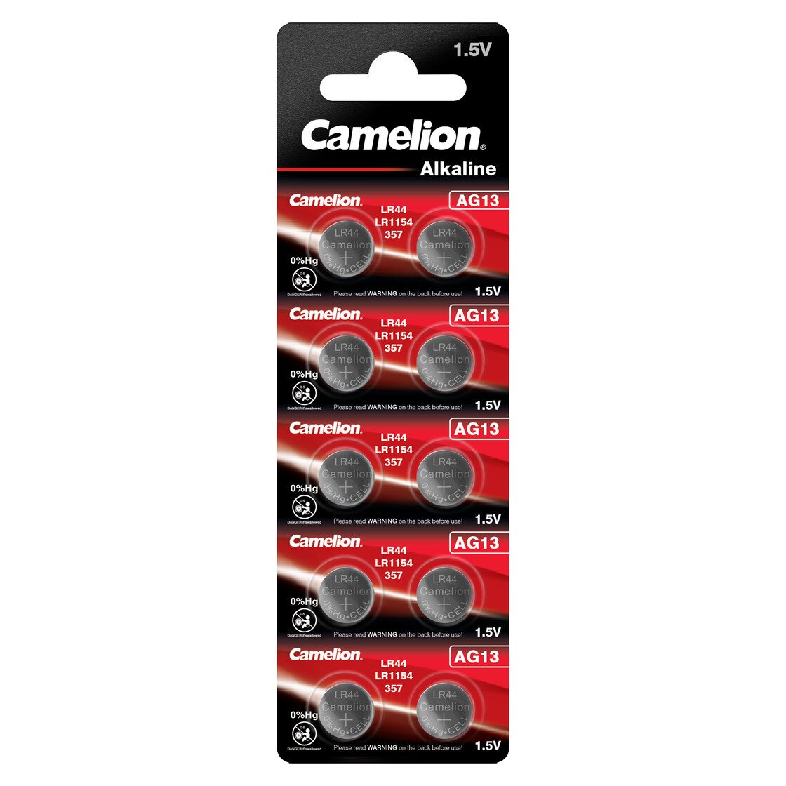 Knopfzelle LR44, 10 Stück, CAMELION Alkaline AG13 / LR44 / LR1154