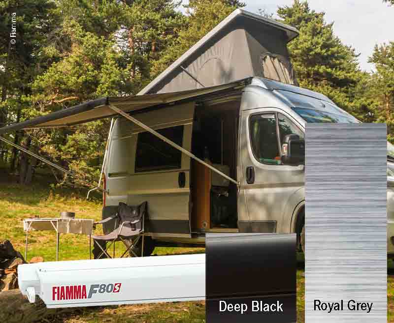 Fiamma Dachmarkise F80S 4,5m, Royal Grey, Gehäuse schwarz