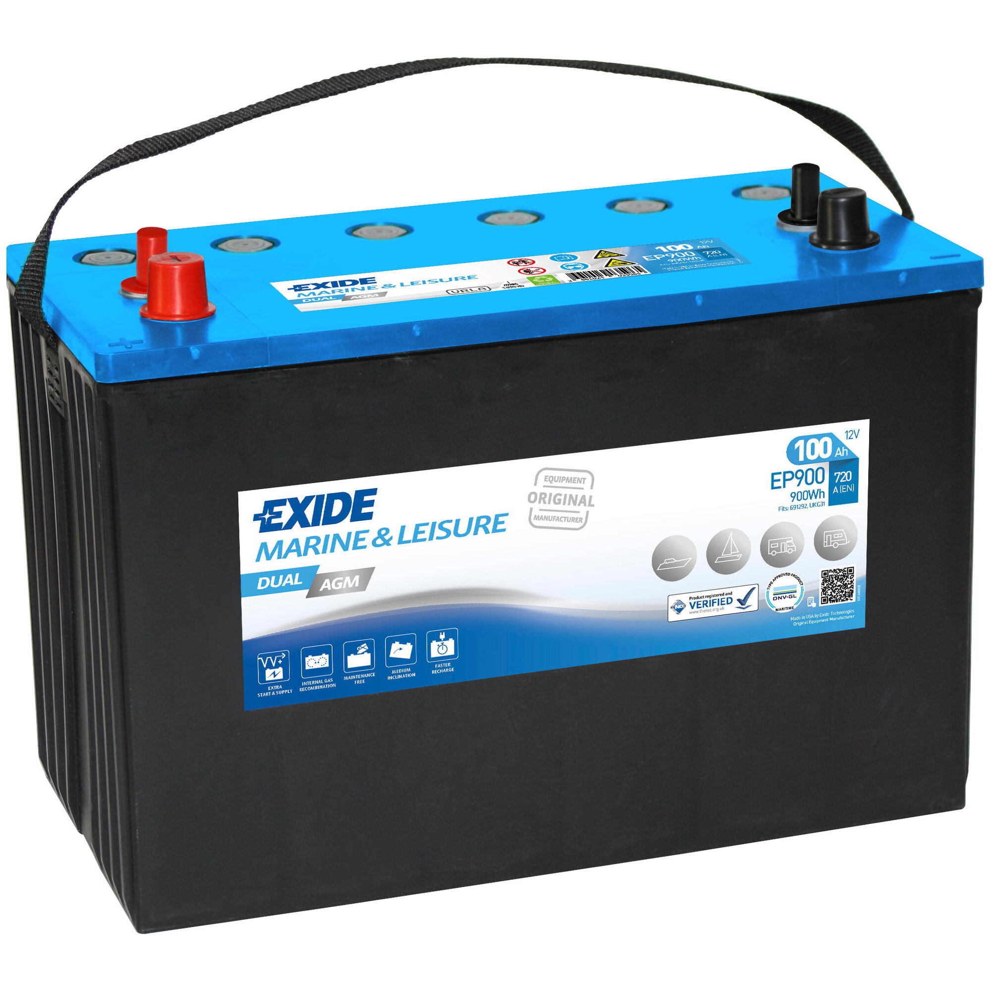 EXIDE Batterie Dual AGM, 100 Ah, Typ EP 900