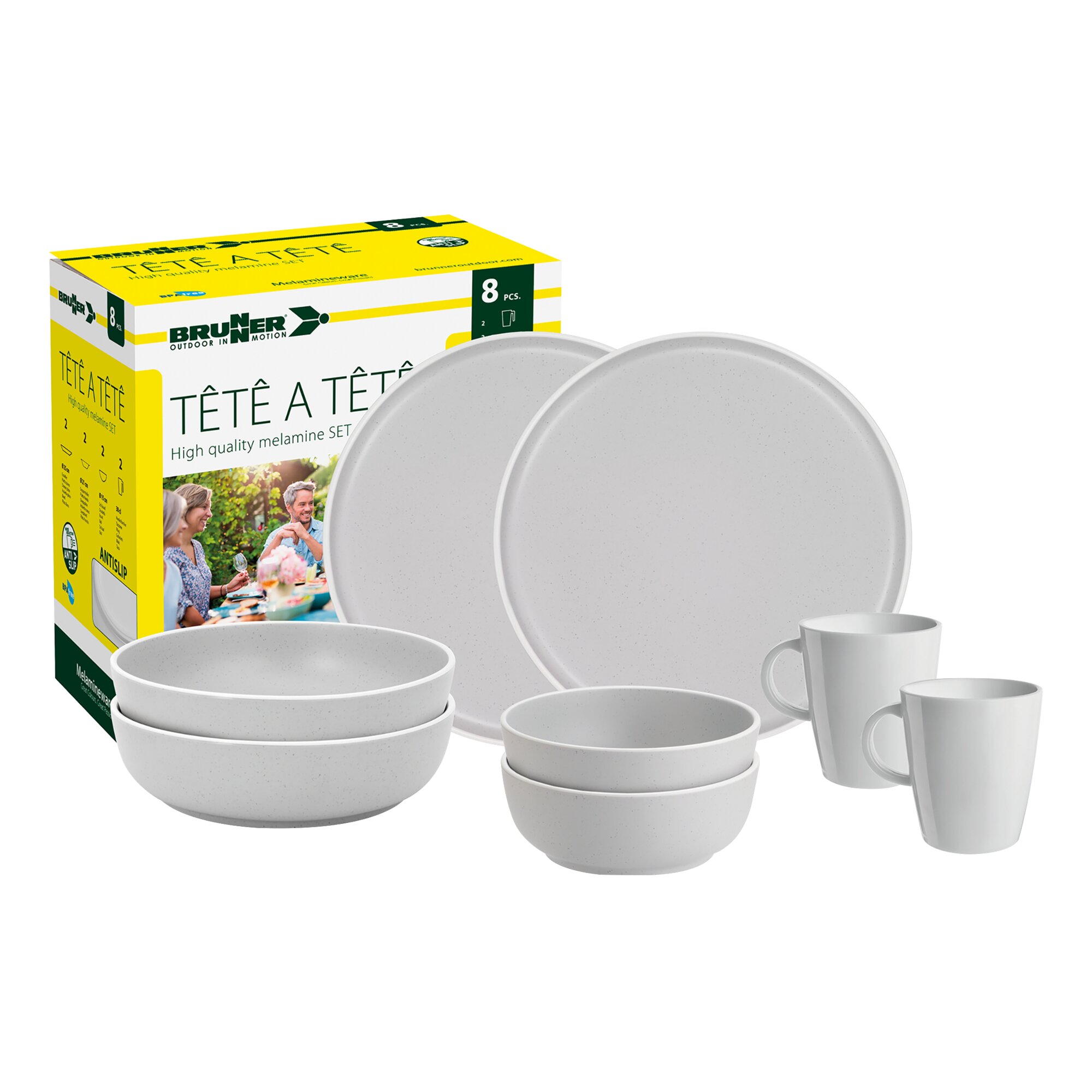 Brunner Geschirrset Tête-à-Tête Dolomit, weiss, 8-teilig
