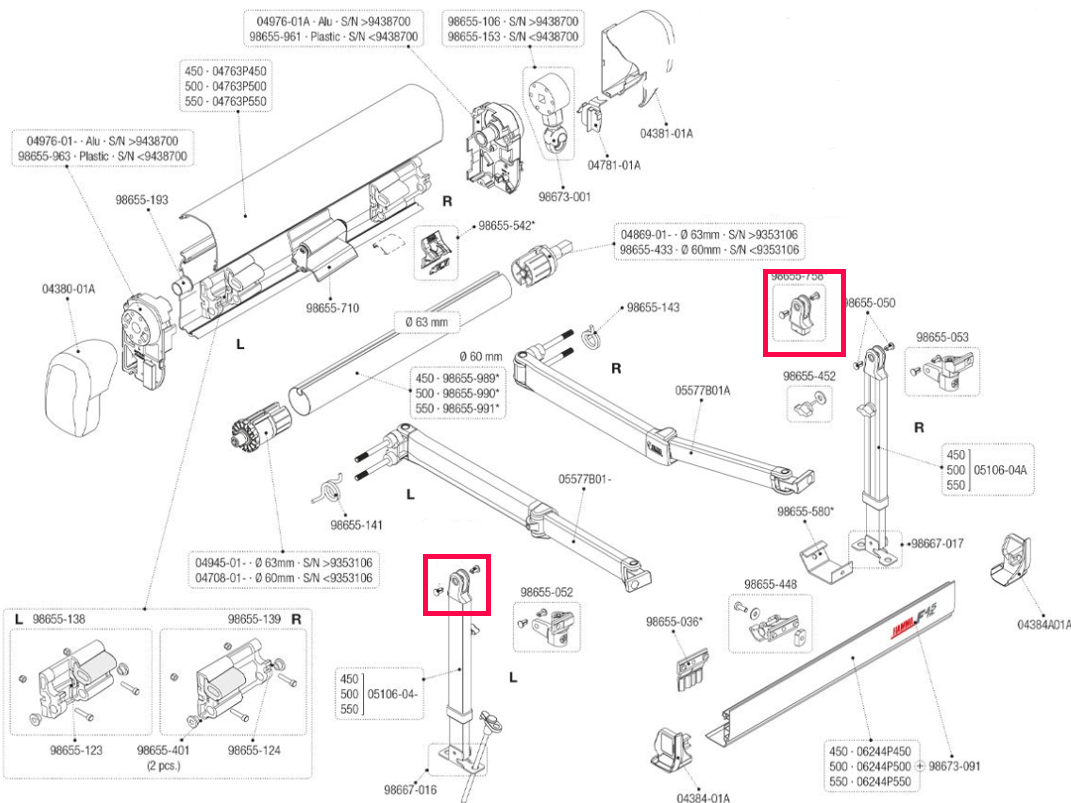 Fiamma Kit Stützfussende links F45s