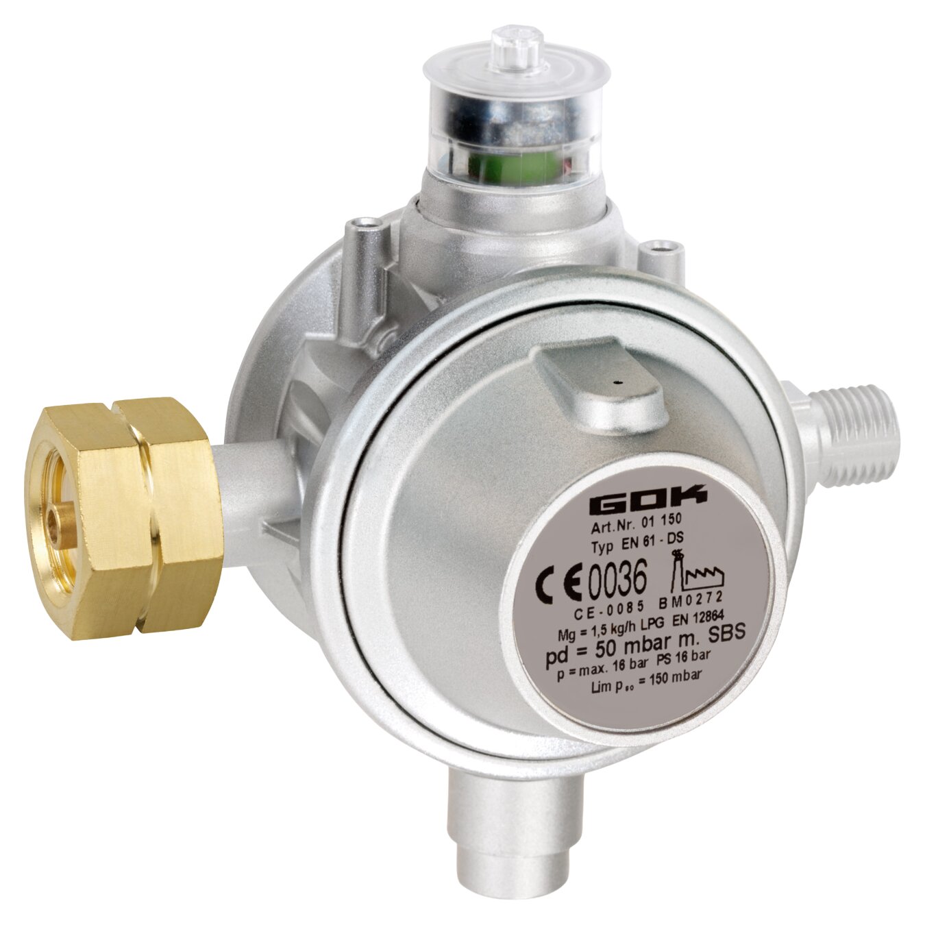 GOK Gasregler 1,5 kg/h Komb.A x G1/4LH-KN UEDS SBS