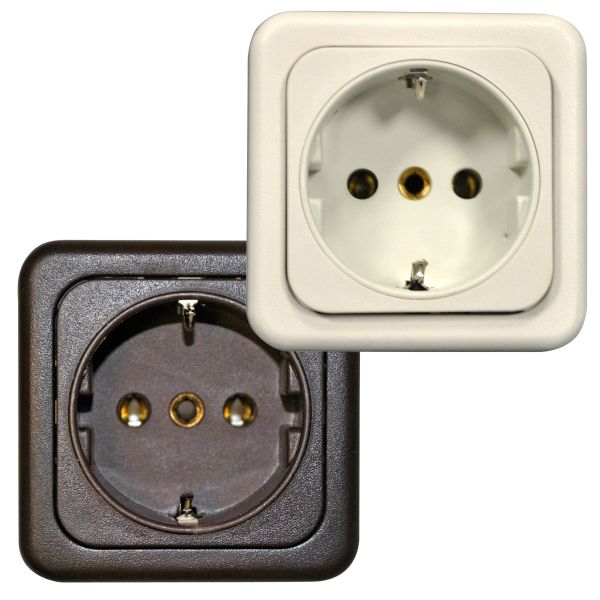 Inprojal Schuko ohne Deckel, braun, SB-verpackt