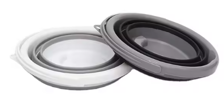 Campingfox Falteimer 5l / grau-weiss mit Henkel