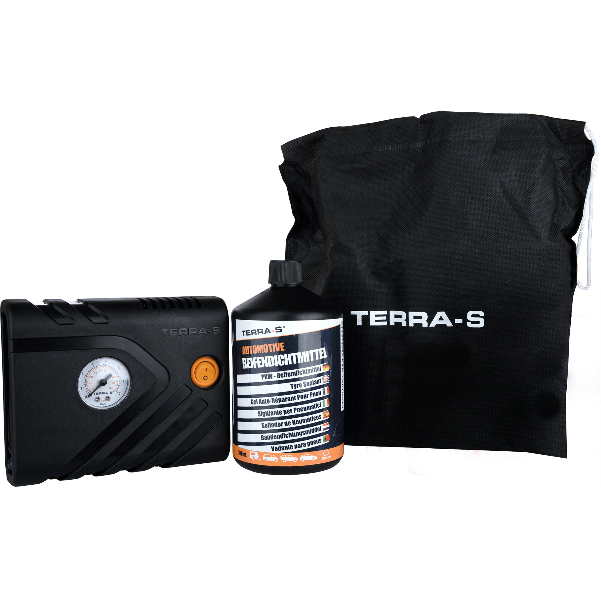 Reifen-Pannenset Kit Schwarz mit 700ml Dichtgel