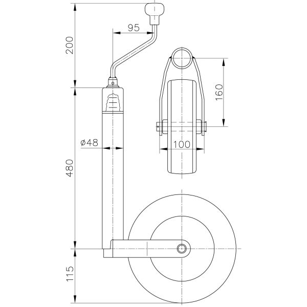 Winterhoff Deichselstützrad mit Waage ST 48-CW-255 SB