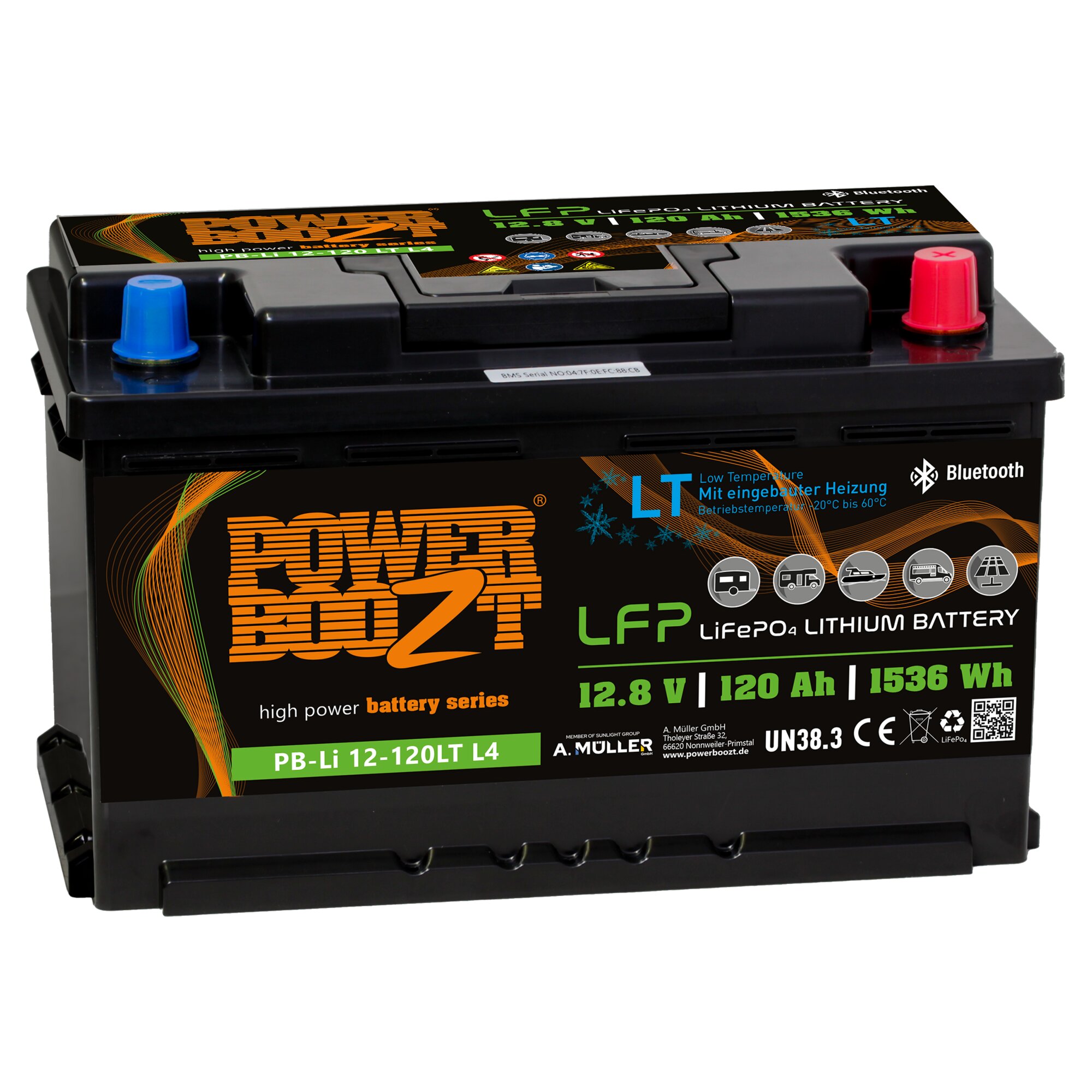 PowerBoozt Lithium Kaltwetterbatterie, 120 Ah, PB-LI 120LT L4