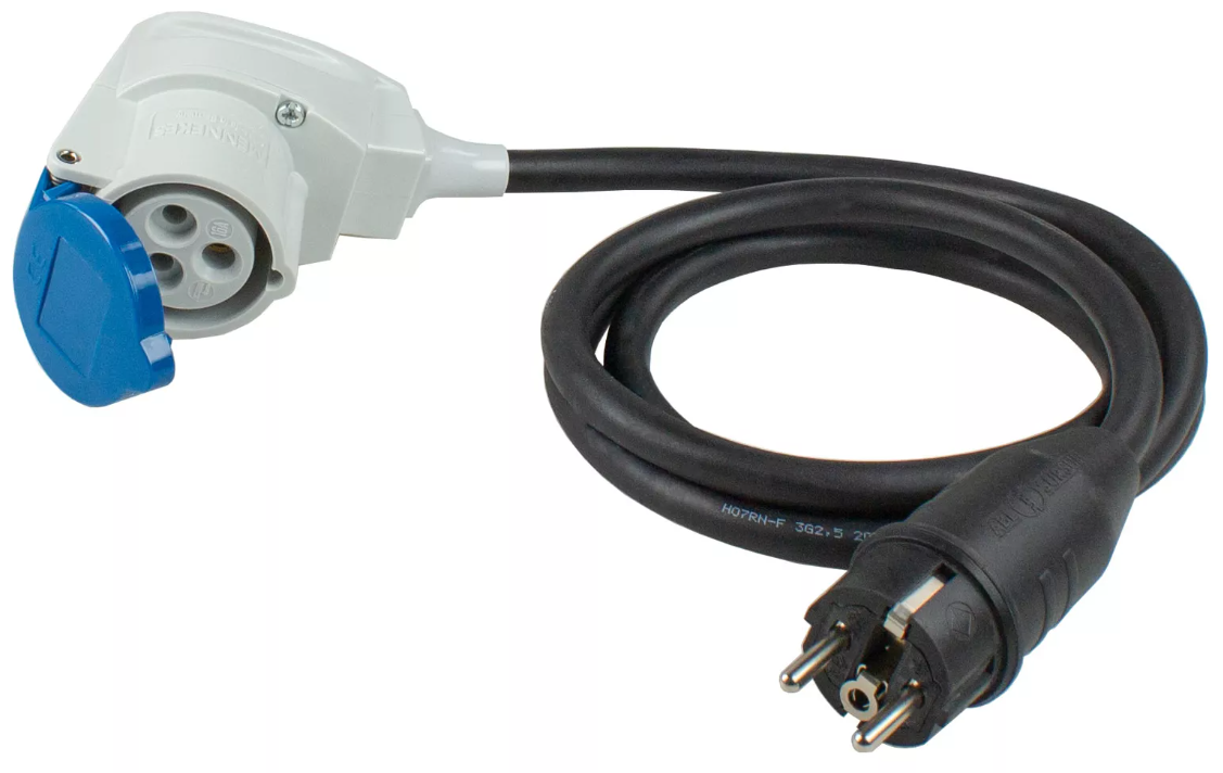 AS Schwabe Adapterkabel Schutzstecker mit CEE-Winkelkupplung 3-polig