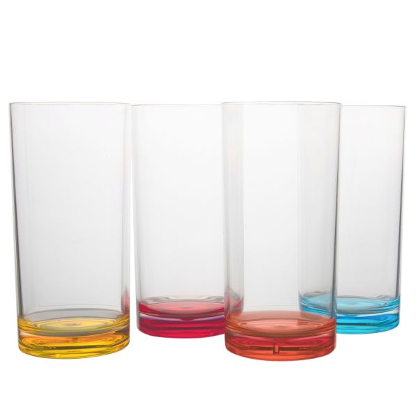 Gimex Trinkgläser, bunt, Longdrink, 4er-Set
