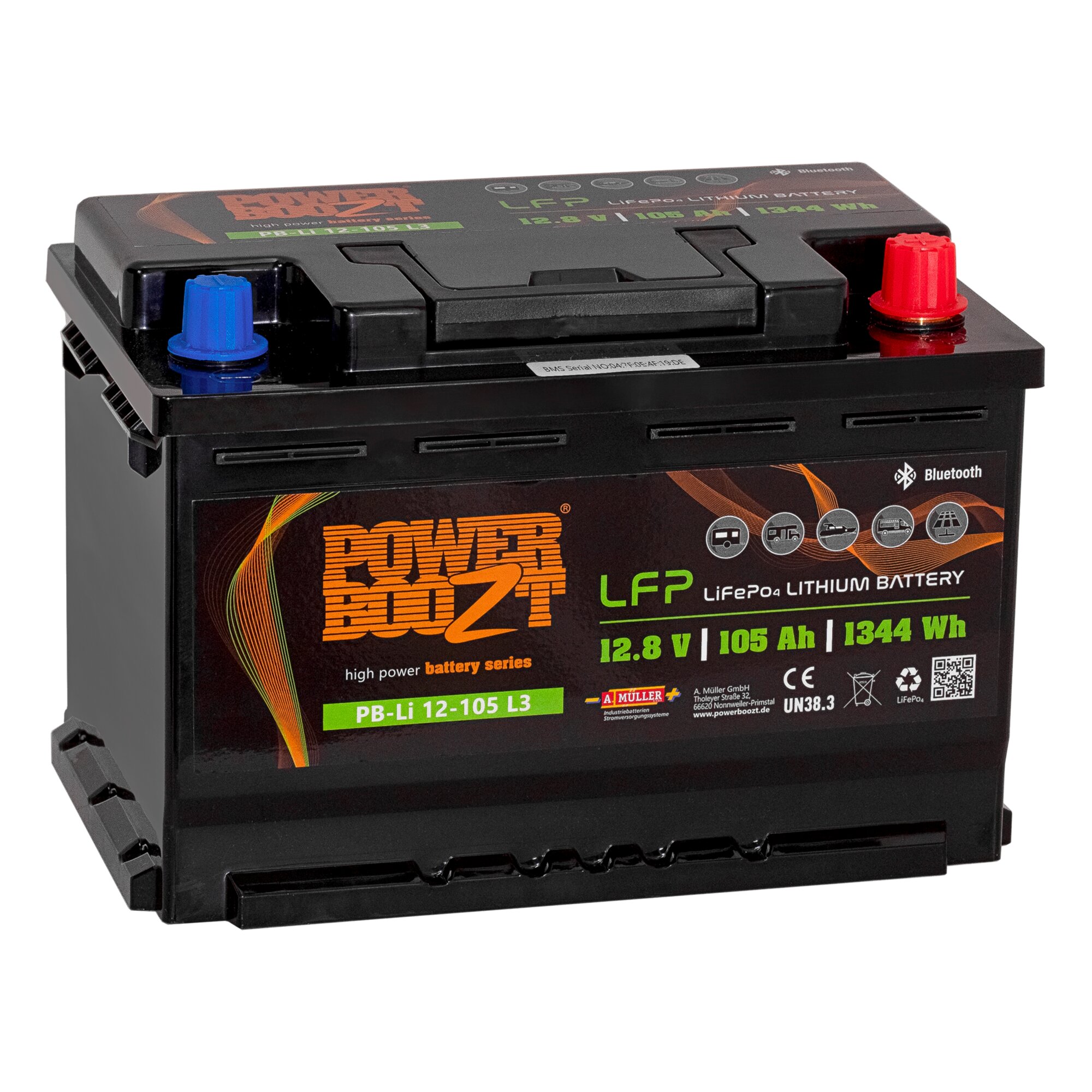 PowerBoozt Lithium Batterie LiFePO4, 105 Ah, PB-LI 105 L3