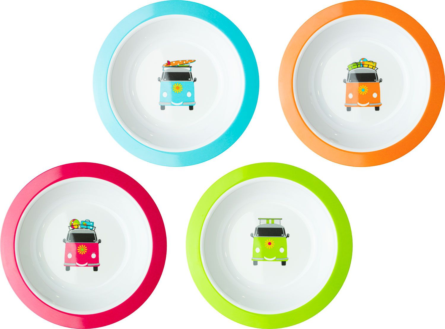 Flamefield Suppenteller-Set -Camper Smiles- / 4er